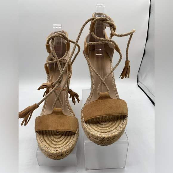 Joie Elegant Tan Espadrille Wedge Sandals, size 38 1/2 - Picture 1 of 9